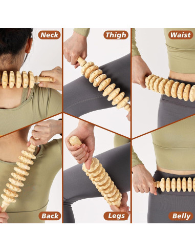 Kit de Masaje de Madera 8 en 1 KQXTOKTY - Drenaje Linfático