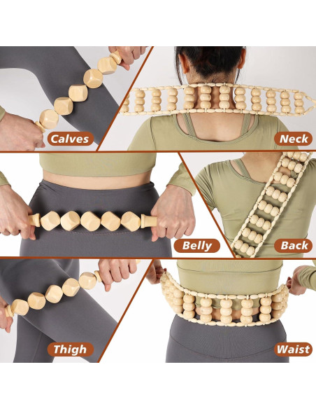 Kit de Masaje de Madera 8 en 1 KQXTOKTY - Drenaje Linfático