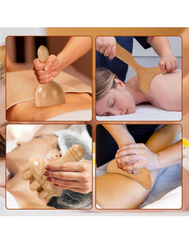 Kit de Masaje de Madera 8 en 1 KQXTOKTY - Drenaje Linfático
