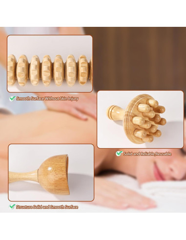 Kit de Masaje de Madera 8 en 1 KQXTOKTY - Drenaje Linfático
