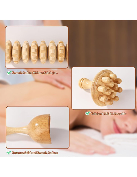 Kit de Masaje de Madera 8 en 1 KQXTOKTY - Drenaje Linfático