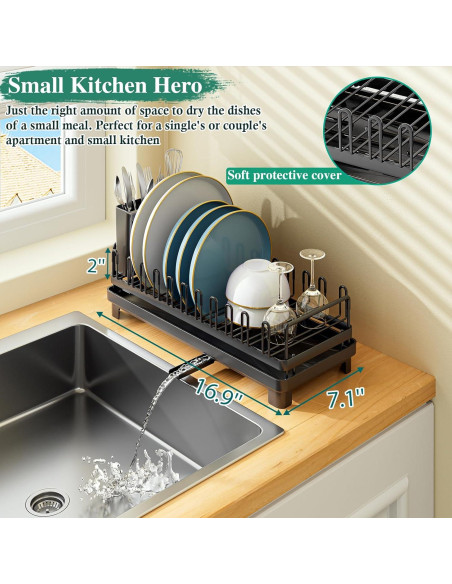 Escurridor de Platos Pequeño OKZEST con Drenaje Automático