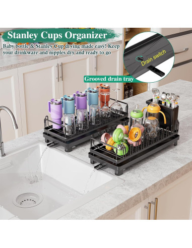 Escurridor de Platos Pequeño OKZEST con Drenaje Automático