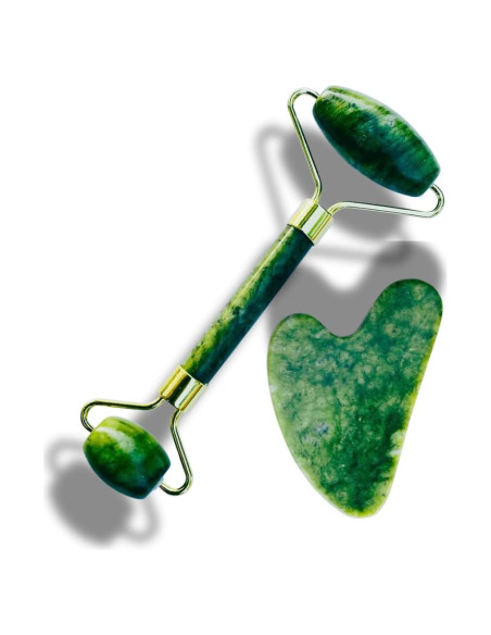 Rodillo de Jade Premium Sweet Peached con Gua Sha - Masaje Facial