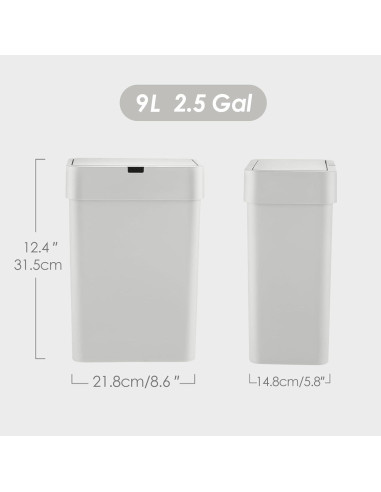 Papelera de Baño ELPHECO con Sensor 9.5L Gris
