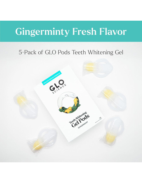 GLO Science Gel Blanqueador Dental Jengibre Menta 6% Peróxido - 5 Cápsulas