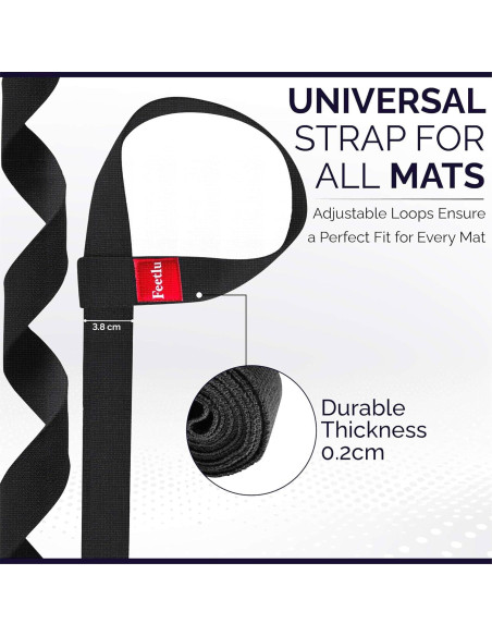 Correa de Yoga Feetlu 2 en 1 Ajustable Algodón Negro Correa de Yoga Feetlu 2 en 1 Ajustable Algodón Negro