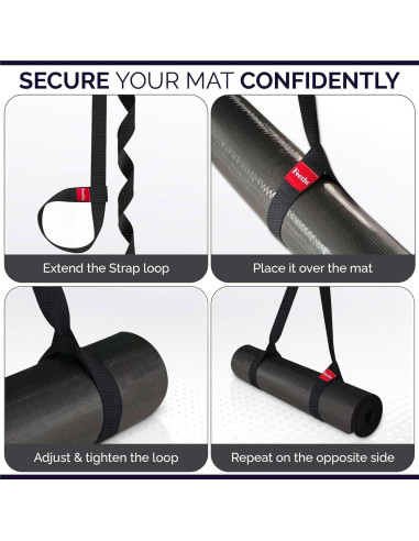 Correa de Yoga Feetlu 2 en 1 Ajustable Algodón Negro