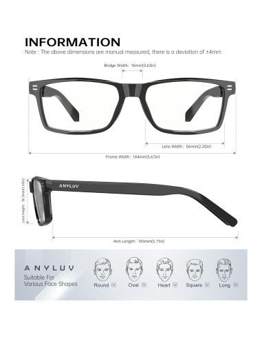 Gafas de Bloqueo de Luz Azul ANYLUV AN217-EP para Hombres y Mujeres