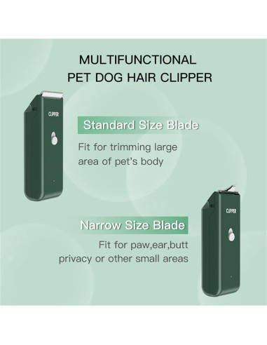 Cortadora de Pelo para Mascotas Founouly MAP005 Verde - Impermeable, Bajo Ruido, Recargable