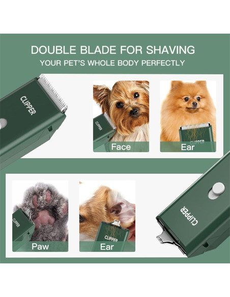 Cortadora de Pelo para Mascotas Founouly MAP005 Verde - Impermeable, Bajo Ruido, Recargable