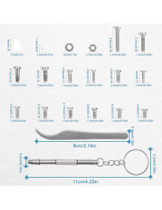 Kit de Reparación de Gafas MMOBIEL 1010 Piezas con Destornilladores 2