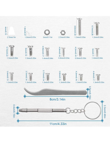 Kit de Reparación de Gafas MMOBIEL 1010 Piezas con Destornilladores