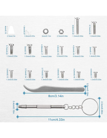 Kit de Reparación de Gafas MMOBIEL 1010 Piezas con Destornilladores