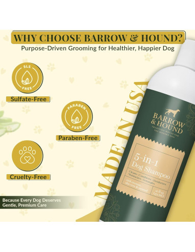 Champú y Acondicionador 5 en 1 Barrow & Hound - Natural, Hipoalergénico, 473ml