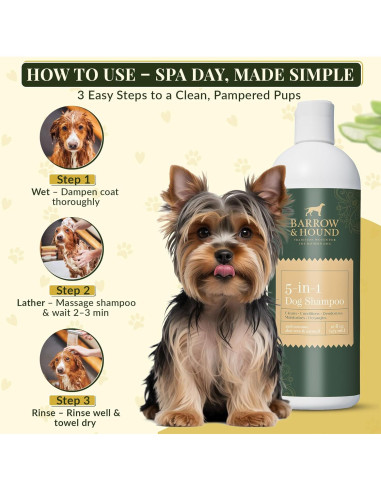 Champú y Acondicionador 5 en 1 Barrow & Hound - Natural, Hipoalergénico, 473ml