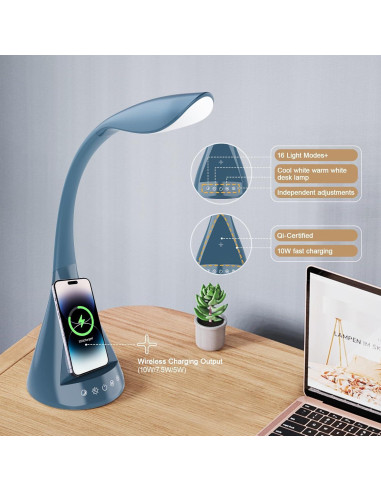 Lámpara de Escritorio LED DOKEEP SWANI 50W 16 Modos Carga Qi