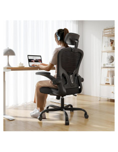 Silla de Oficina Ergonómica Synorla Negra, Soporta 150KG
