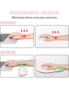 Alfombrilla Ergonómica G JGOO con Reposamuñecas Rosa 2