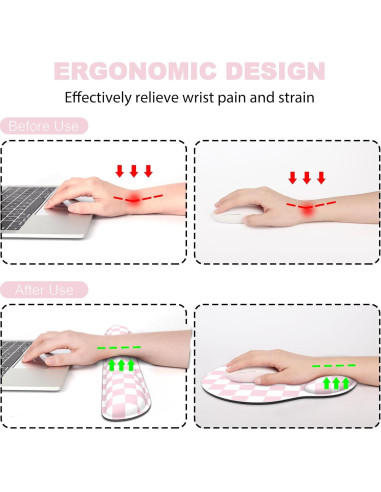 Alfombrilla Ergonómica G JGOO con Reposamuñecas Rosa