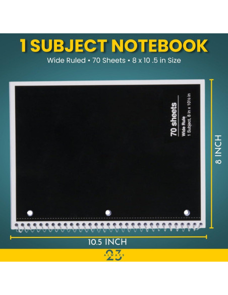 Cuadernos Espirales Always23, Paquete de 4, 70 Hojas, Papel Reciclado