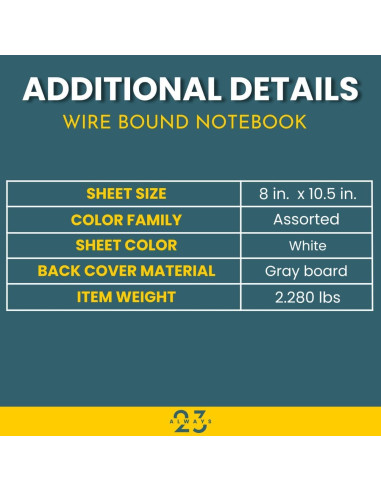 Cuadernos Espirales Always23, Paquete de 4, 70 Hojas, Papel Reciclado