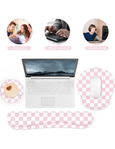 Alfombrilla Ergonómica G JGOO con Reposamuñecas Rosa