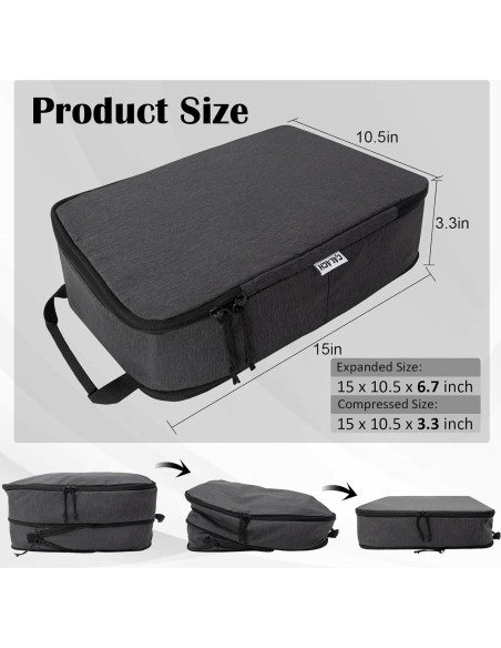 Cubos de Compresión CALACH para Viaje 4 Pcs Negro