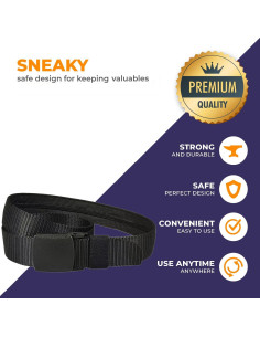 Cinturón de Dinero de Seguridad Secret Stash Mediano Negro 2