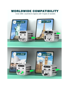 Adaptador de Viaje Universal TECSIX 2500W para 200+ Países 2