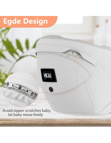 Portabebés de Cadera HKAI Ergonómico Gris Claro 0-20 kg
