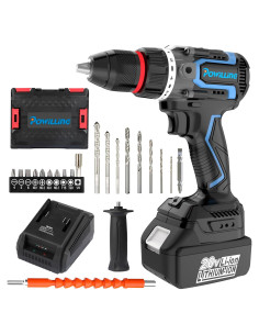 Taladro Inalámbrico Powilling 20V, 6.0Ah, 20+1 Posiciones, Negro