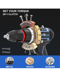 Taladro Inalámbrico Powilling 20V, 6.0Ah, 20+1 Posiciones, Negro 2