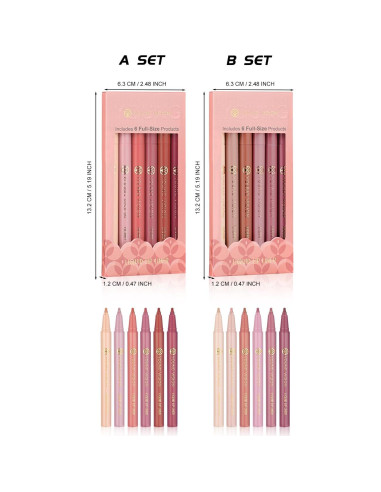 Set de Lápices Labiales JOVEN VISIÓN 6 Piezas Mate Nude