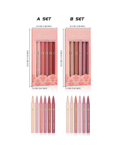 Set de Lápices Labiales JOVEN VISIÓN 6 Piezas Mate Nude
