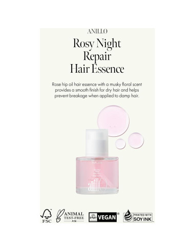Esencia para Cabello Rosy Night Repair 50ml - Vegana y Sin Parabenos