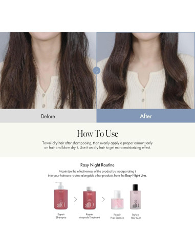 Esencia para Cabello Rosy Night Repair 50ml - Vegana y Sin Parabenos