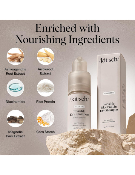 Champú Seco Kitsch de Proteína de Arroz 28g - Sin Residuo Champú Seco Kitsch de Proteína de Arroz 28g - Sin Residuo