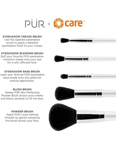 Set de Brochas de Maquillaje PUR x CUIDADO 5 Piezas Profesional