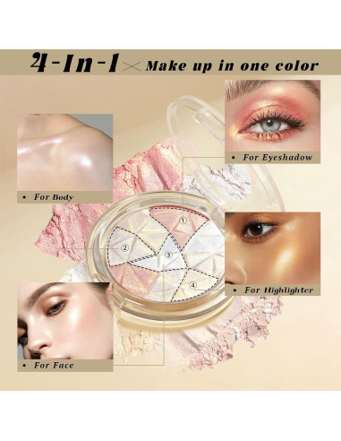 Paleta de Iluminador Facial HOSAILY Multicromo 8.1x8cm Brillo Natural