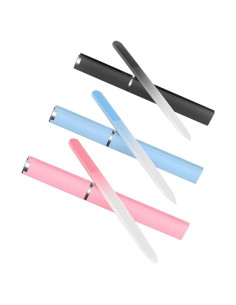 Paquete de 3 limas de vidrio Longluosi con estuche portátil