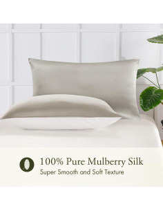 Funda de Almohada de Seda LILYSILK Estándar 66x51 cm Gris Plateado 2