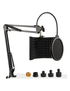 Escudo de Aislamiento de Micrófono Frgyee con Soporte y Filtro Antipop