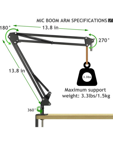 Escudo de Aislamiento de Micrófono Frgyee con Soporte y Filtro Antipop