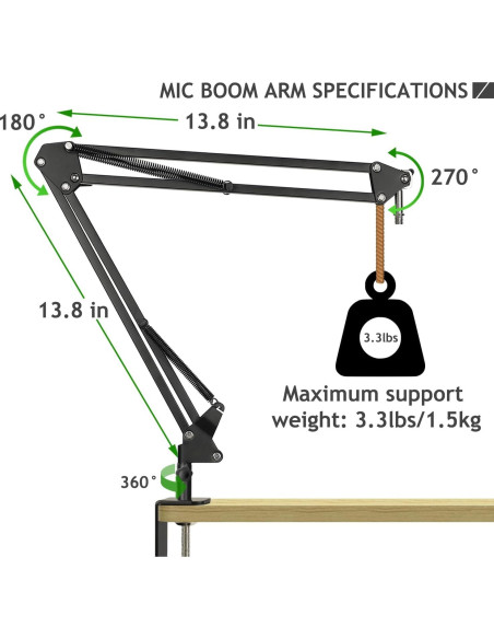 Escudo de Aislamiento de Micrófono Frgyee con Soporte y Filtro Antipop