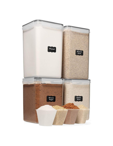 Contenedores de Almacenamiento Herméticos Pluma Blanca 4 Pcs