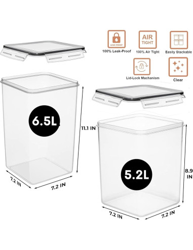 Contenedores de Almacenamiento Herméticos Pluma Blanca 4 Pcs