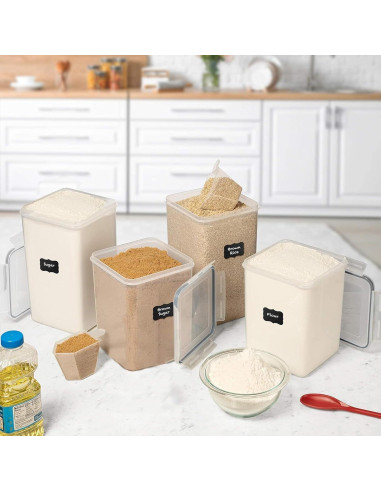 Contenedores de Almacenamiento Herméticos Pluma Blanca 4 Pcs