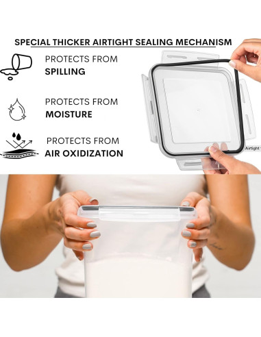 Contenedores de Almacenamiento Herméticos Pluma Blanca 4 Pcs