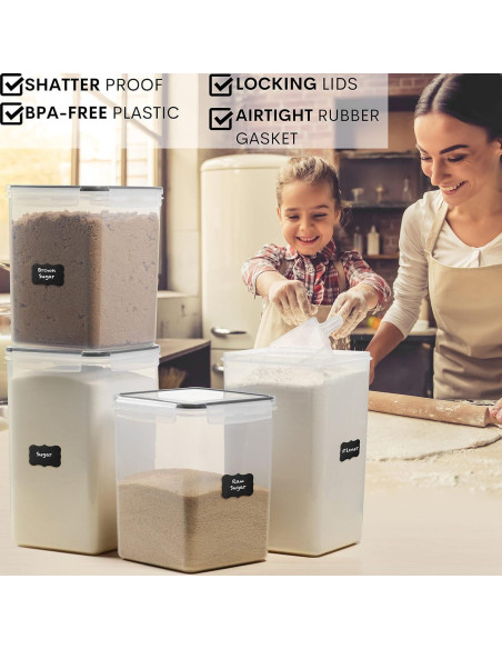 Contenedores de Almacenamiento Herméticos Pluma Blanca 4 Pcs